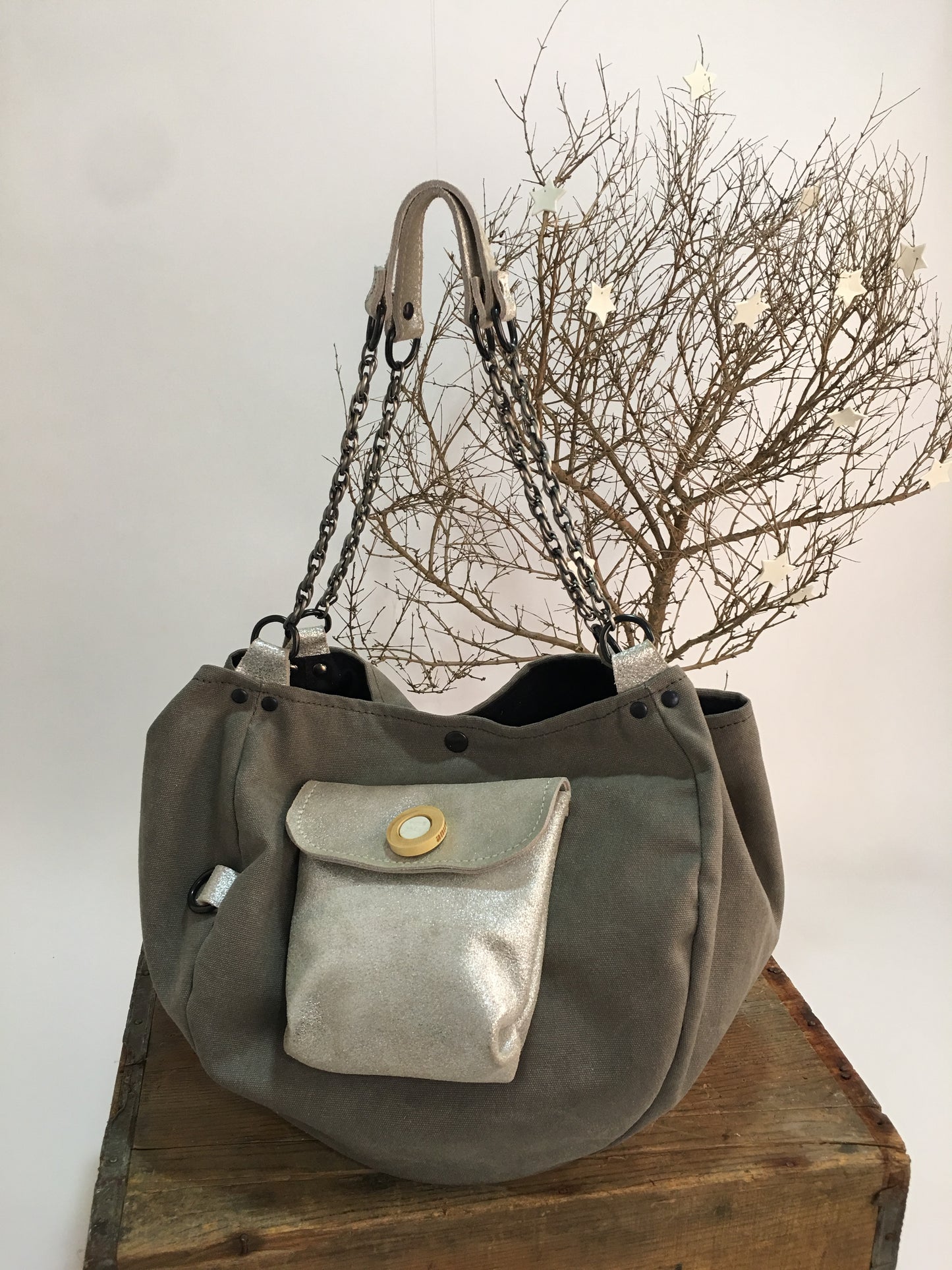 SAC BARCINO PEQUEÑO Taupe/Plata