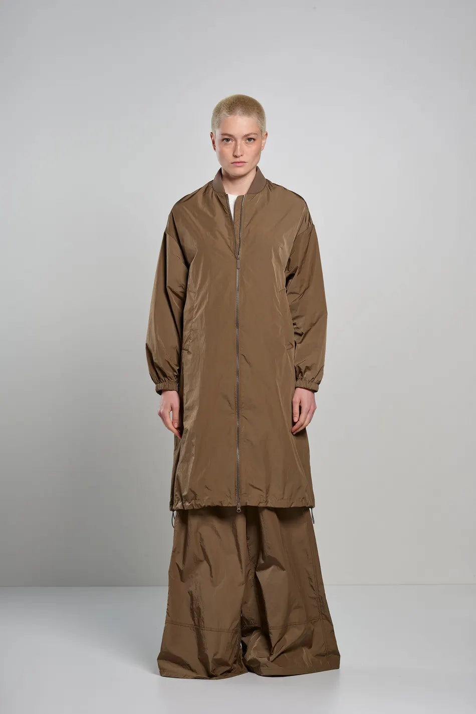 OVERSIZE NYLON BOMBER Mud