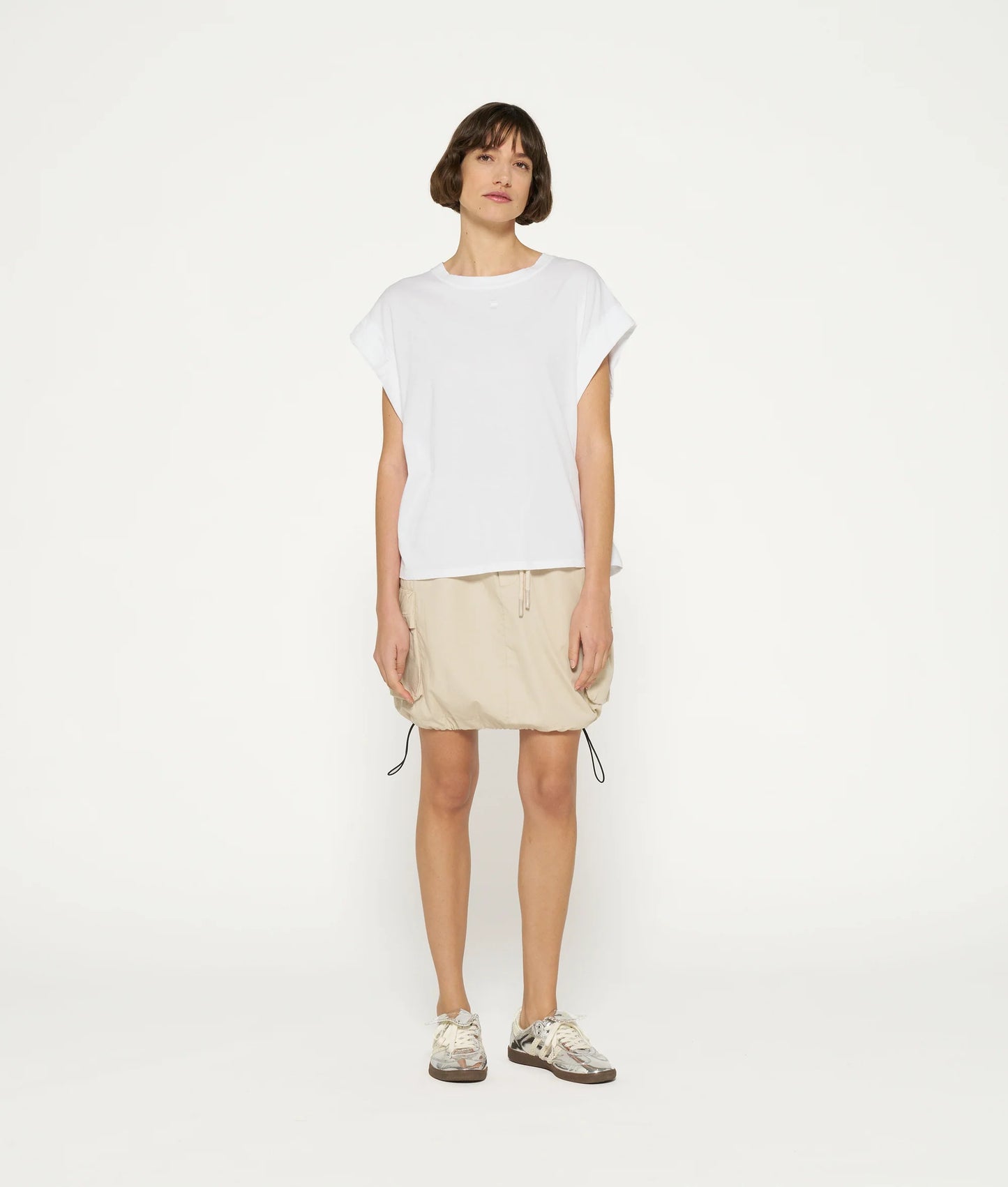 CAMISETA DE PUNTO ANCHA blanca