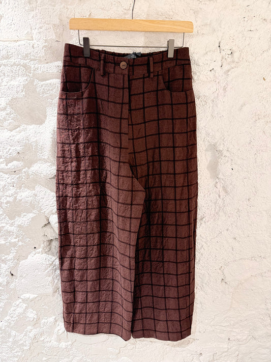 Pantalón Cuadros Vino