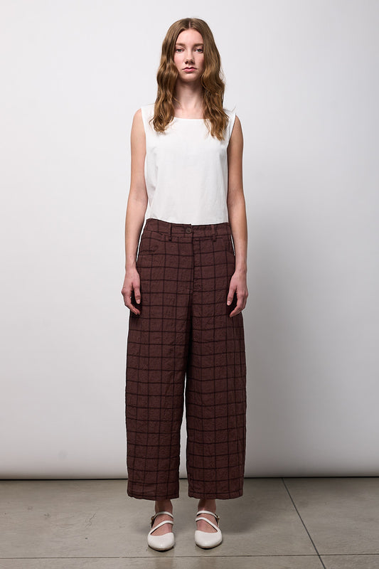 Pantalón Cuadros Vino