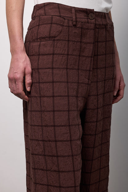 Pantalón Cuadros Vino