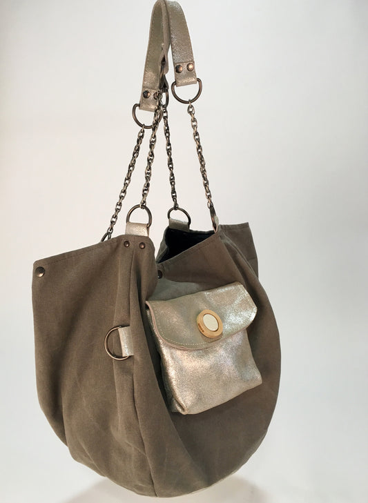 SAC BARCINO GRANDE Taupe/Plata