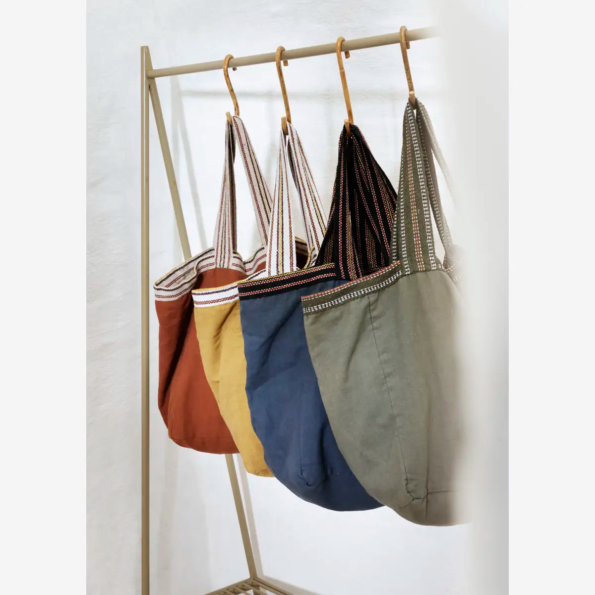 Bolso de mano de algodón mostaza